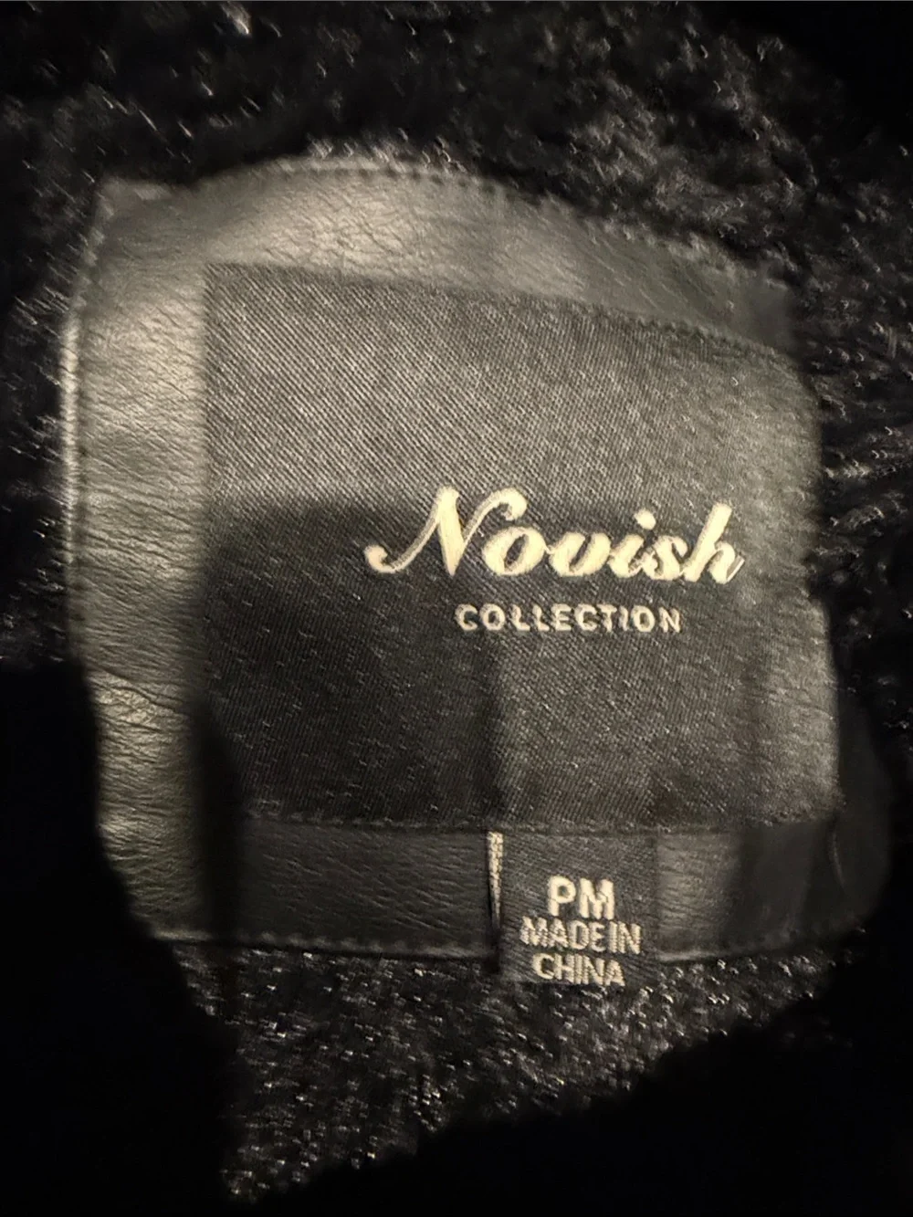 NWT Novish Collection Black Faux Leather Zip Jacket with Hoodie Layer Size MP
